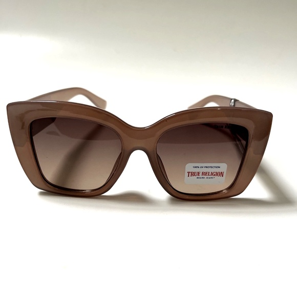New Original TRUE RELIGION Square Sunglasses Oversized Acetate Milky Taupe main image 5